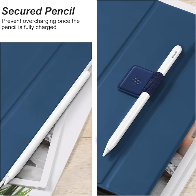 Fintie 4 Pack Pen Loop Holder for Apple Pencil Pro, Apple Pencil (USB-C / 1st / 2nd Generation) and Stylus Pens, Elastic Adhesive Leather Sleeve Attached to Cases, Navy