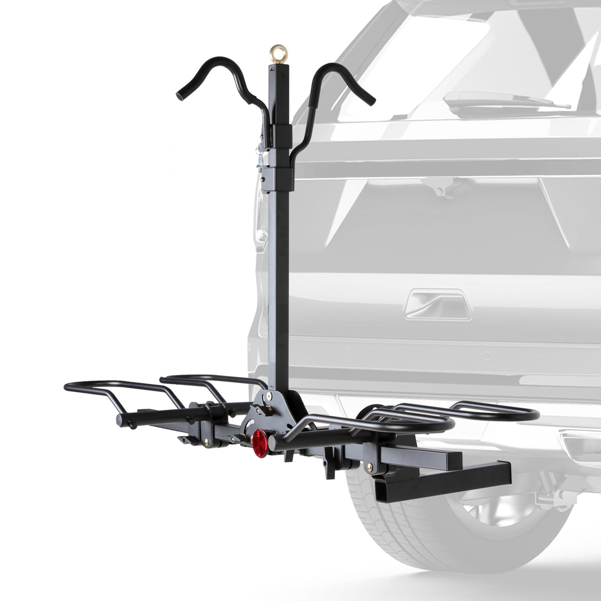 Rockland Foldable 2-Bike Rack with Lock, 200 lbs Capacity, Hitch Mount Bike Rack, Fits up to 5" Fat Tire Width and 50" Wheelbase, Bike Carrier Rack for 2" Receiver for Cars SUVs Vans RVs
