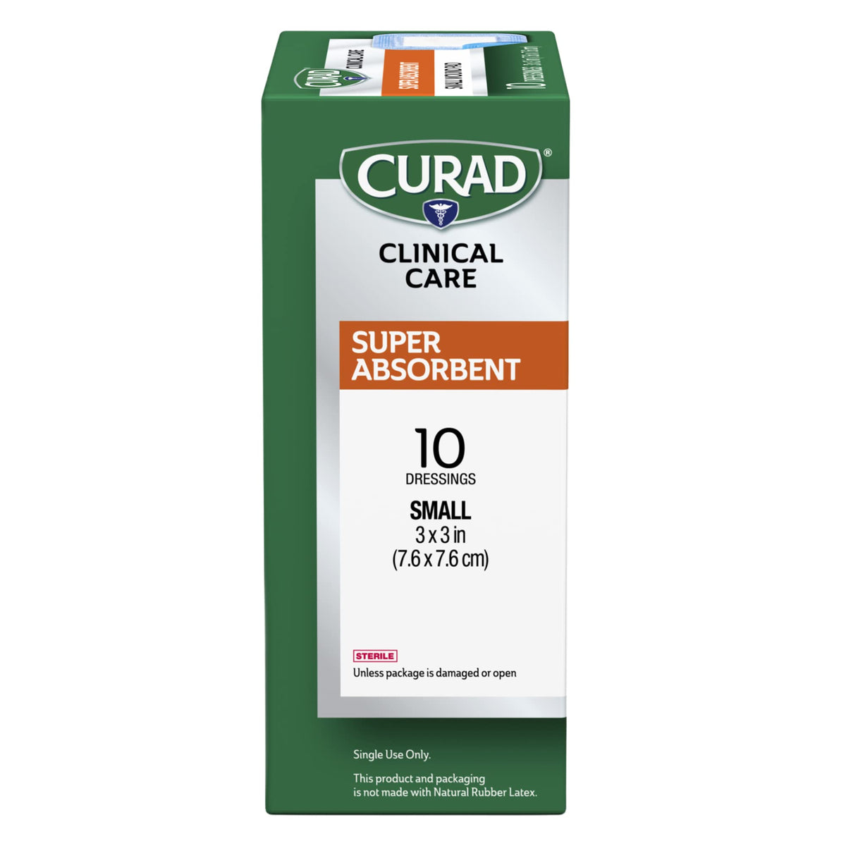 Curad Super Absorbent Wound Pad, Small, 3" x 3", 10 Count, 3 Pack