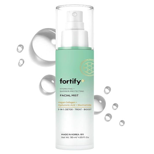 Fortify 9-in-1 Korean Facial Mist Spray with Hyaluronic Acid & Aloe Vera - Ultra Hydrating - Dermatologist Tested, Fragrance-Free - for All Skin Types, Clean Beauty - 130ML/4.39Oz