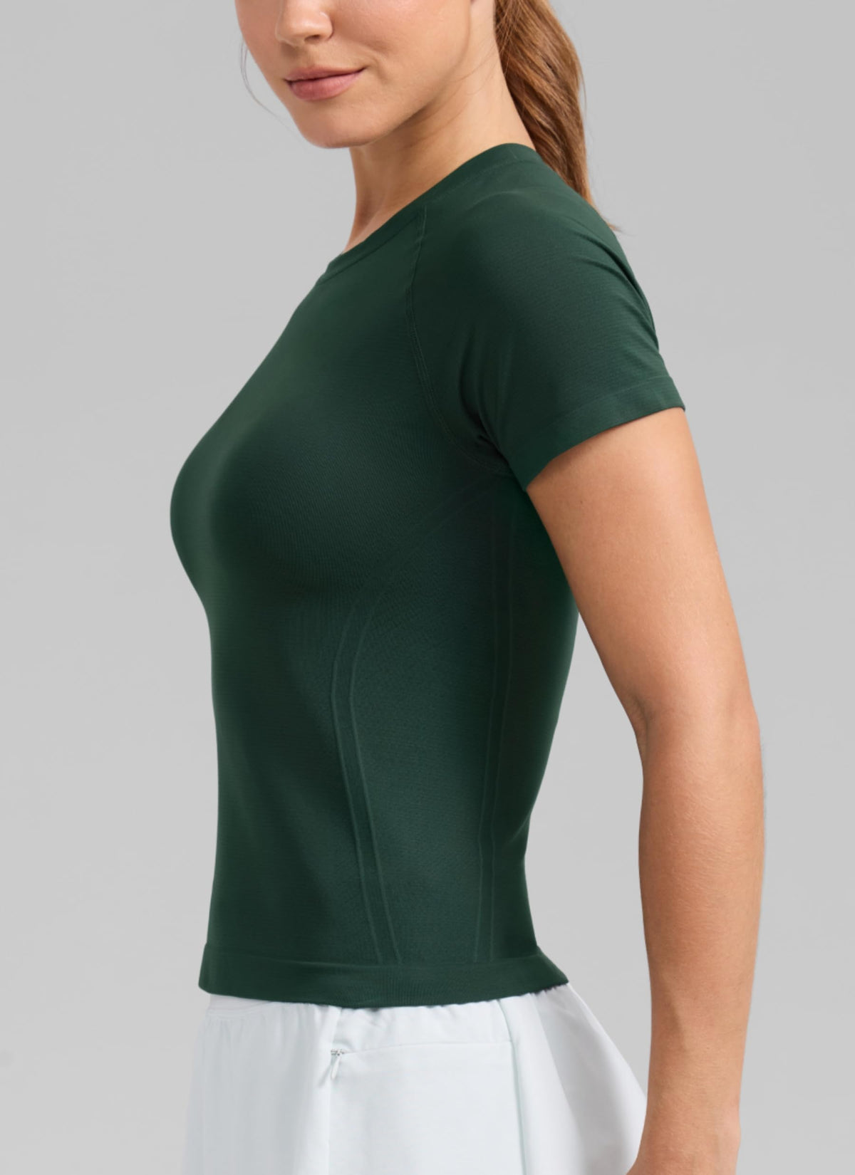CRZ YOGA Seamless T-Shirt Waist Length Legend Green Small