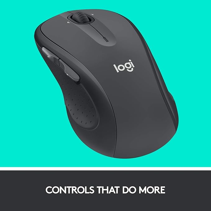 Logitech M510 Wireless Mouse, 2.4 GHz with USB Unifying Receiver, 1000 DPI Laser-Grade Tracking, 7-Buttons, 24-Months Battery Life, PC/Mac/Laptop - Graphite