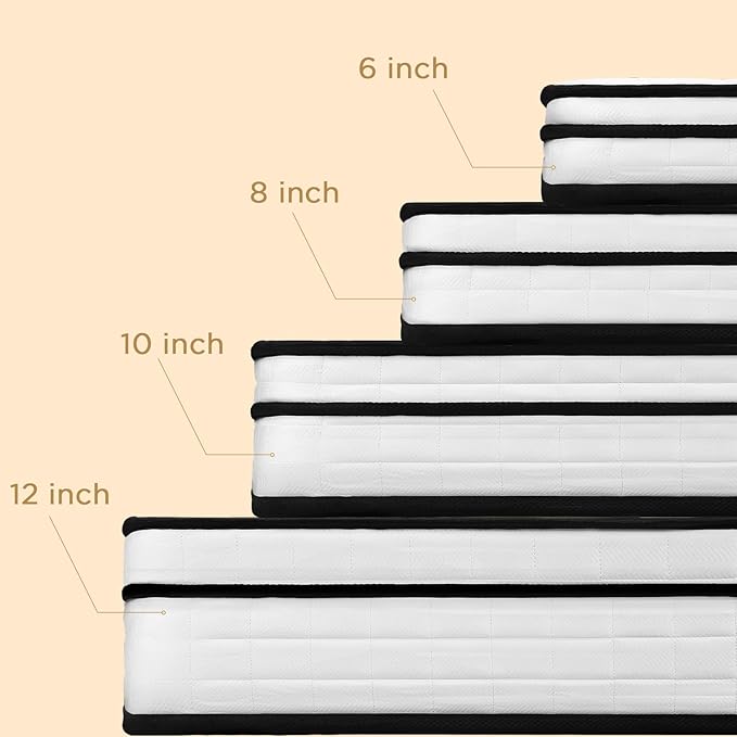 Hybrid Full Size Mattress, 12 Inch-Medium Firm Feel, Mattress in a Box, Individual Pocketed Springs for Motion Isolation, Cooling & Soft Fabric, Pressure & Back Pain Relief, Strong Edge Support