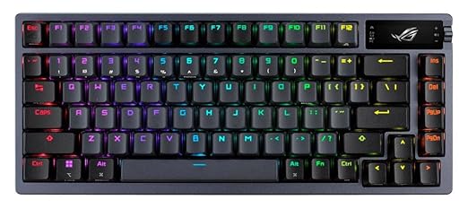 ASUS ROG Azoth Wireless Mechanical Gaming Keyboard – 75% TKL, Tri-Mode Connectivity, Hot Swappable Pre-lubed ROG NX Snow Linear Switches, PBT Keycaps, RGB, OLED Display, PC/Mac Support - Black