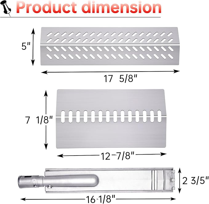 Cozilar 16516 16631 16520 Grill Burner Replacement for 5 Burners Bull Grill Replacement Parts Bull Brahma 57568 57569, Cal Flame BBQ04103000, BBQ04103010-CC, Grill Heat Plates Grill Parts Accessories
