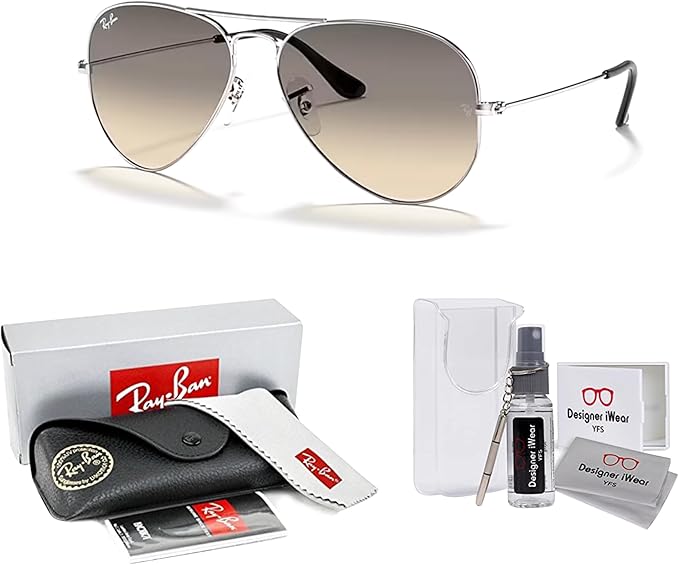 Ray-Ban RB3025 Metal Aviator Sunglasses For Men For Women +BUNDLE with ACCESSORY EYEWEAR KIT