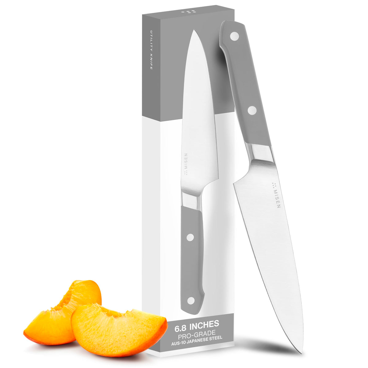 Misen 8 Inch Chef Knife, AUS-10 Japanese Stainless Steel - White