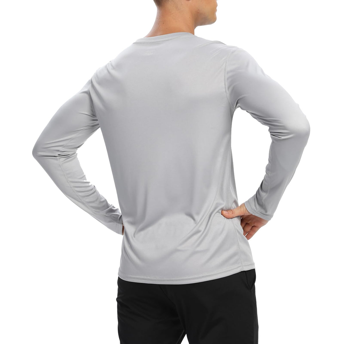 Mens Long Sleeve T Shirts,Athletic Sun Protection UPF 50+ Rash Guard Shirts for Gym,Workout,Running(Light Gray S)