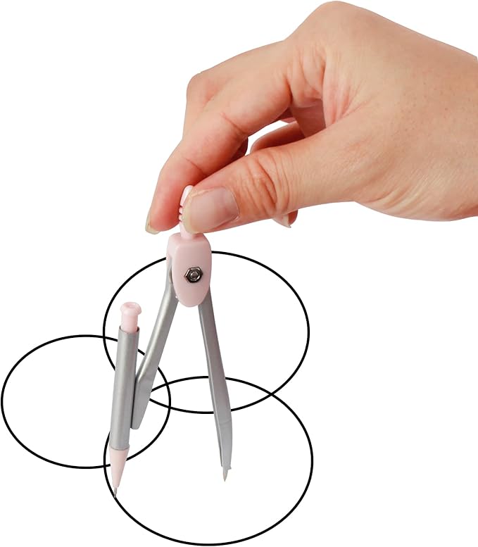 LABANCA 8 Pcs Compass Set with Protractor Rulers Pencil for Math Geometry (06970Pink)