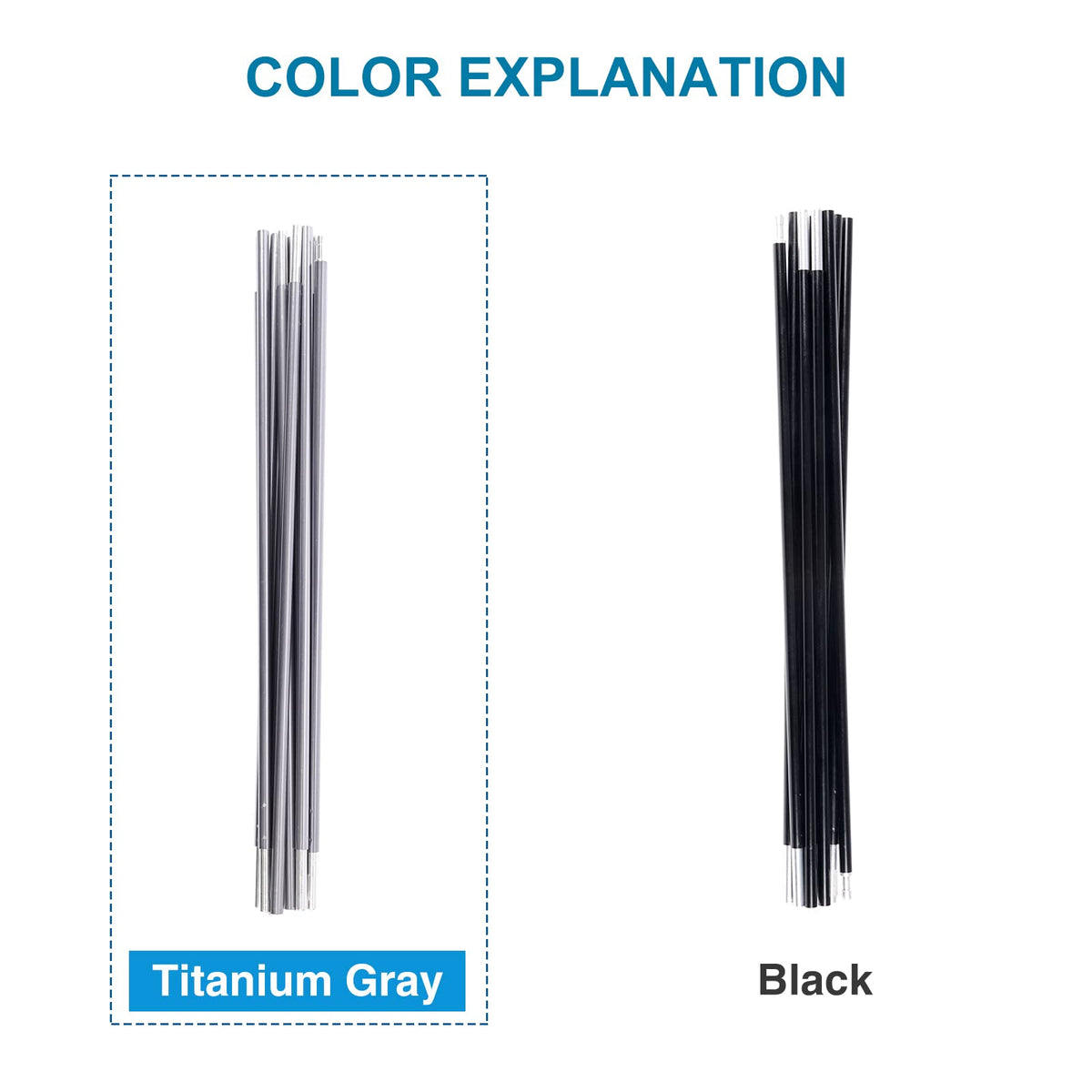 BRILLIANCE4U Grey Tent Poles Replacement, Pre-Assembled Aluminum Tent Rod 16ft 4.4 in, 7001 T6 Heated Lightweight Outer Dia. 3/8” 9.5mm, 196.4 in 1 Pole