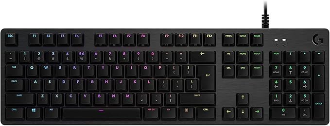 Logitech G512 Lightsync RGB Mechanical Gaming Keyboard, Carbon English Layout GX Blue Switch, Brushed Aluminum Case, USB Pass Through, 920-008936 (Renewed)