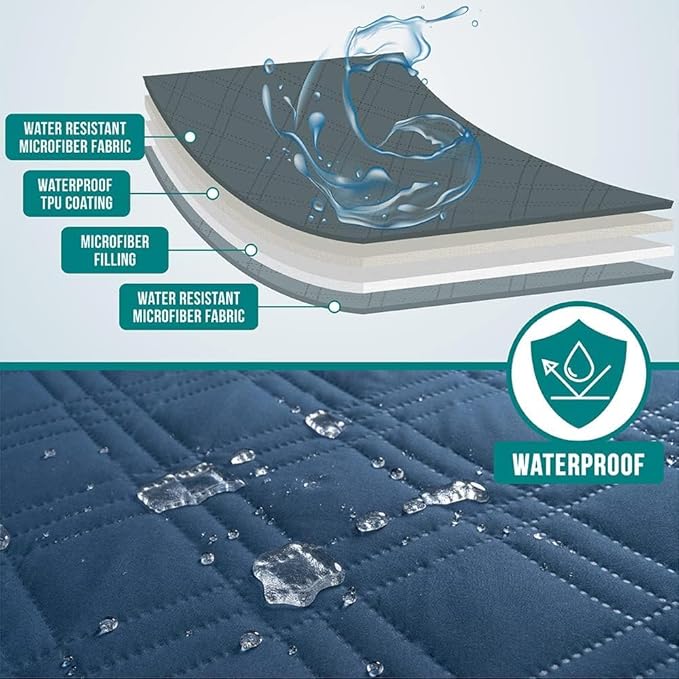 PetAmi Waterproof Couch Cover for Dogs, Reversible Furniture Cover Sofa Protector for Pet Cat Bed, Washable Blanket Dog Cover for Couch Seat, 68x82 Blue