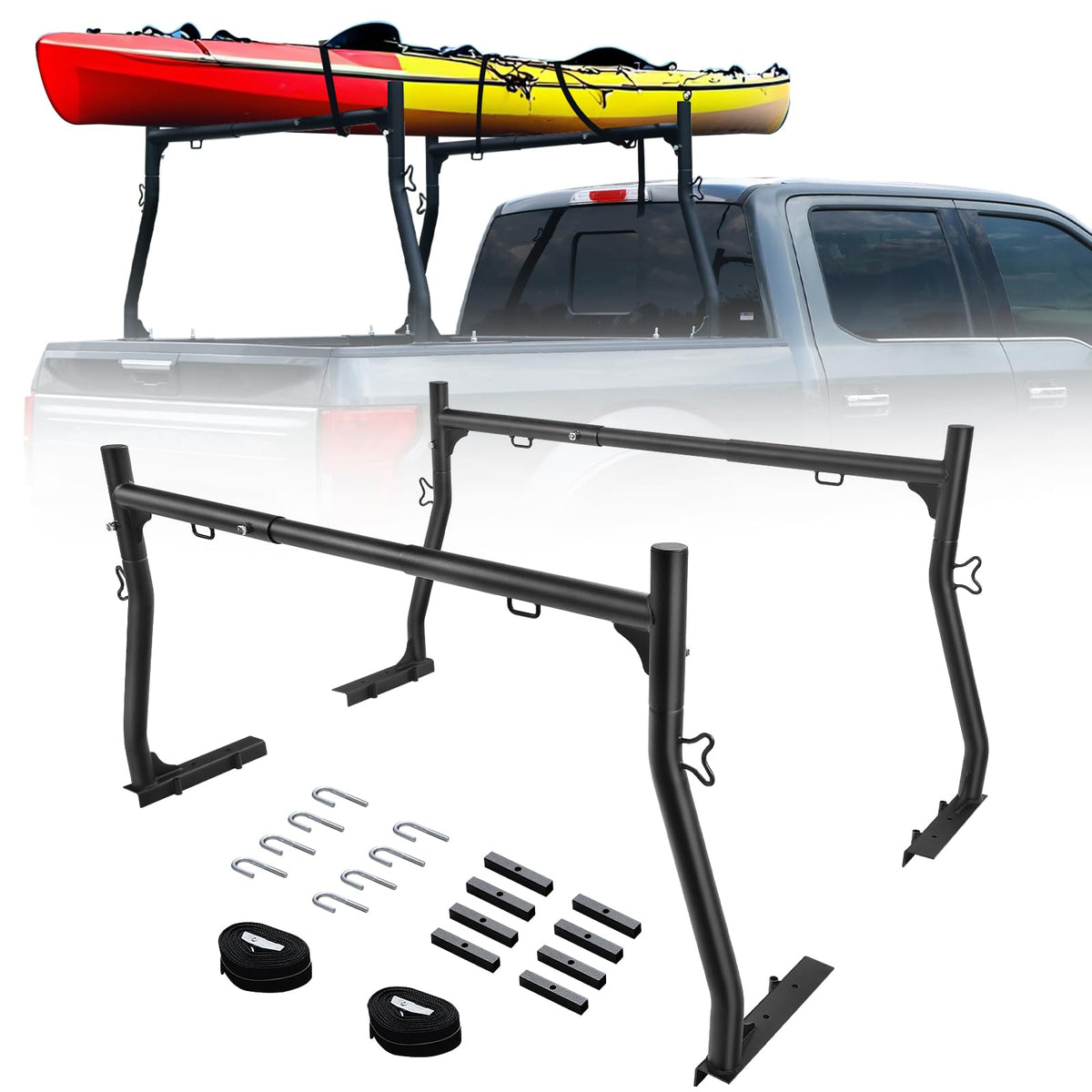 OTHOWE Truck Ladder Rack for Most Trucks - Universal Non-Drilling 46''-71'' in Width Truck Bed Rack with 800lbs Loading Capacity, Overland Ladder Rack for Kayak, Surfboard, Lumber, Ladder and More