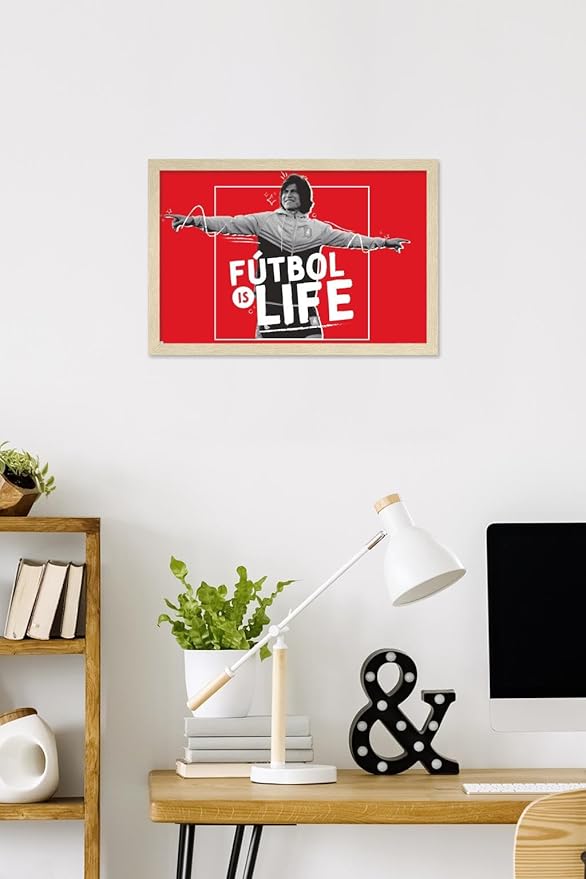 Ted Lasso - Futbol is Life Wall Poster, 22.4L" x 14.7W", Blonde Framed Version