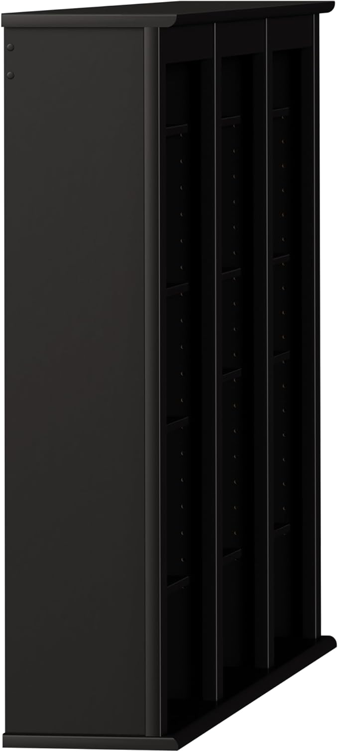 Prepac 3 Column Display Cabinet, Black Storage Cabinet with 12 Adjustable Shelves, Wall DVD Storage for Living Room 8.25" D x 47" W x 34" H