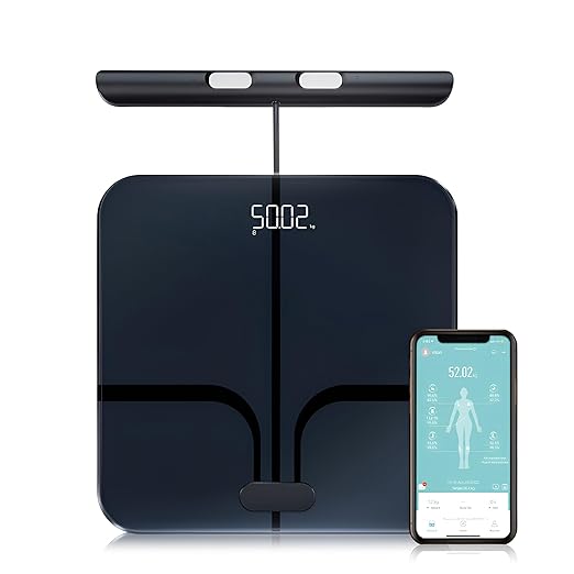 Fitdays Smart Body Fat Scale | Advanced 8-Electrode Technology for BMI/20+ Body Metrics | Full-Color LED & High Precision | Bathroom Weight Scale for Fitness/Weight Loss |(FI2211WB-BLACK)