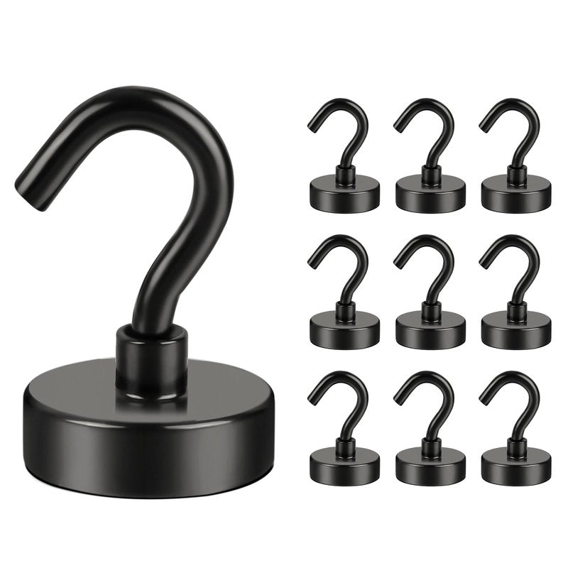 DIYMAG Magnetic Garage Hooks 10 Pack, 120lbs 2026 Cruise Cabin Ship Essentials Hook Heavy Duty Strong Magnets Fridge for Classroom Wall Mount Kitchen Grills Black
