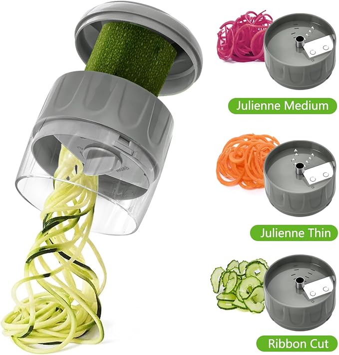 LHS Veggie Chopper with Container, 9 in 1 Manual Food Chopper Cutter, Grey