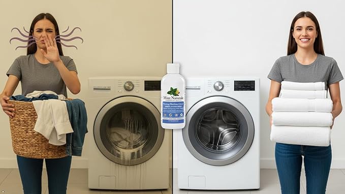 Natural Washing Machine Cleaner Liquid – Formula That Helps Remove Odor & Residue in Front & Top Load Washers, 12 oz – Made in USA