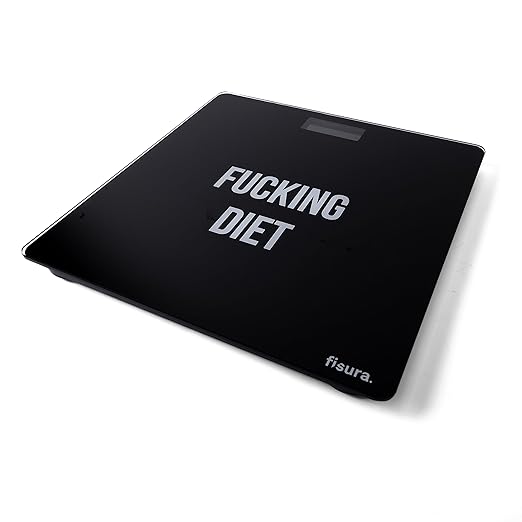 Fisura - Digital Bathroom Scale f*cking Diet. Glass Bathroom Scale. Electronic Bathroom Scale up to 180 kg and 50 g Accuracy, Step-On Technology. 30 x 30 cm