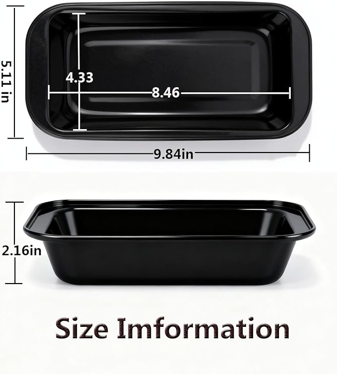 Yoehka 6 Pack Bread Pan Set, Non-Stick 8×4 Carbon Steel Loaf Pans, Black