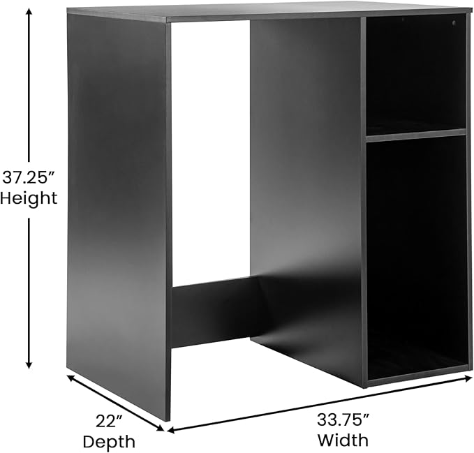Flash Furniture Lotus Mini Fridge Shelf Organizer, Space Saving Over Shelf for Mini Fridge with Dual Cubby Spaces, Engineered Wood, 33.75" W, Black