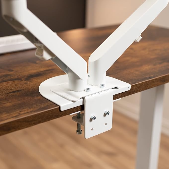 VIVO Steel Reinforcement Bracket Mount Plate for Thin, Glass, and Other Fragile Table Top Surfaces, Compatible with Most Monitor Stand C-Clamp Installations, Anti-Slip No Scratch, White, STAND-AC01RW