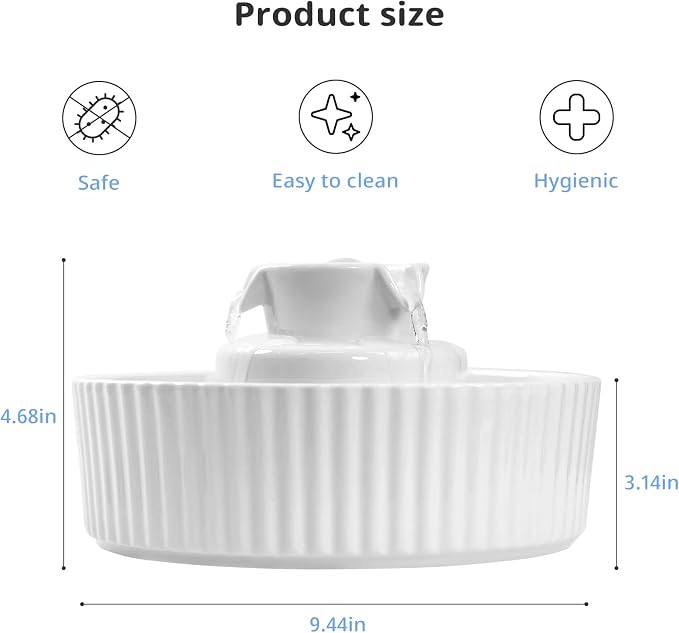 Ceramic Cat Water Fountain, Waatoos 2.1L/71oz Cupcake Pet Water Fountain