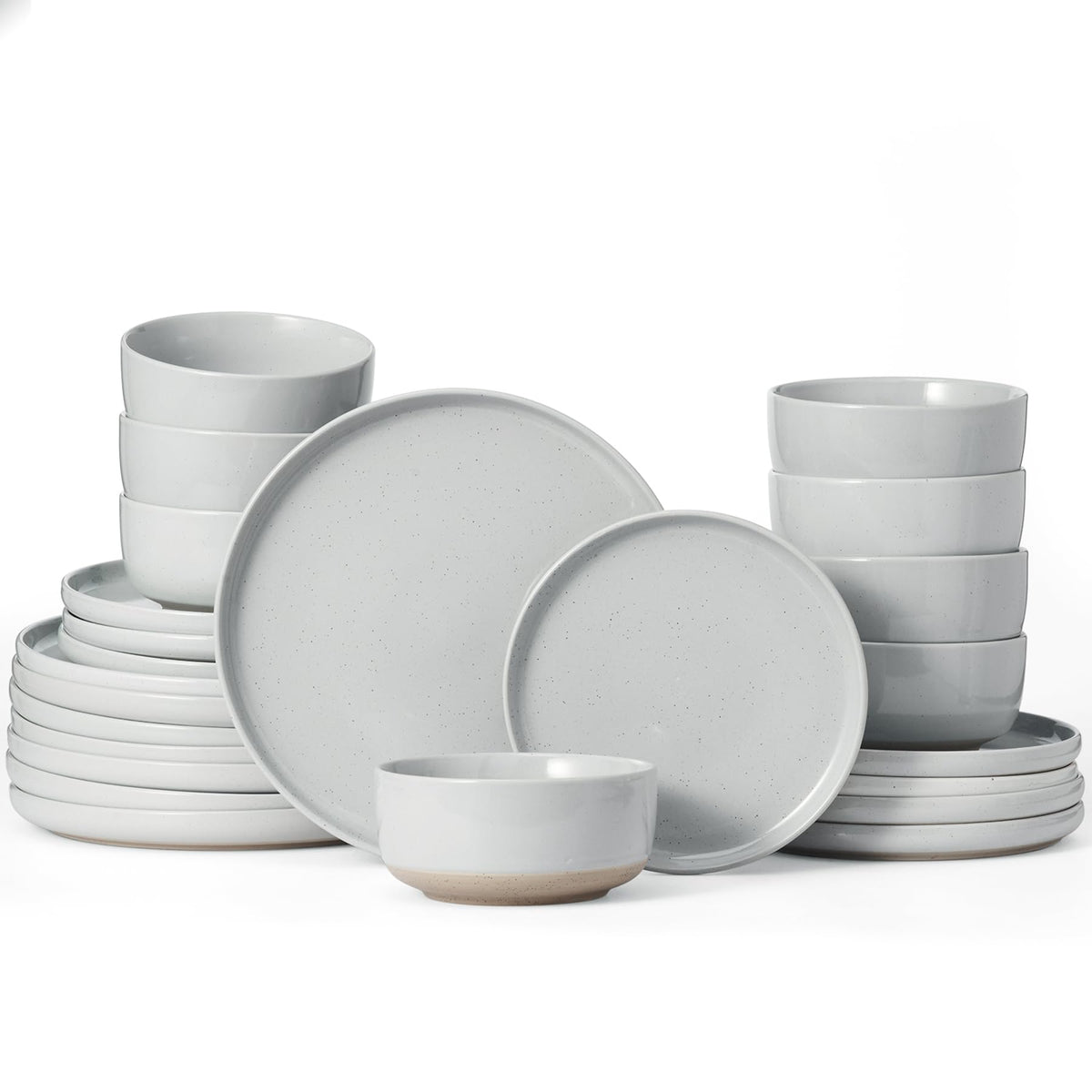 Famiware Milkyway 16-Piece Dinnerware Set with Mugs, Dark Gray