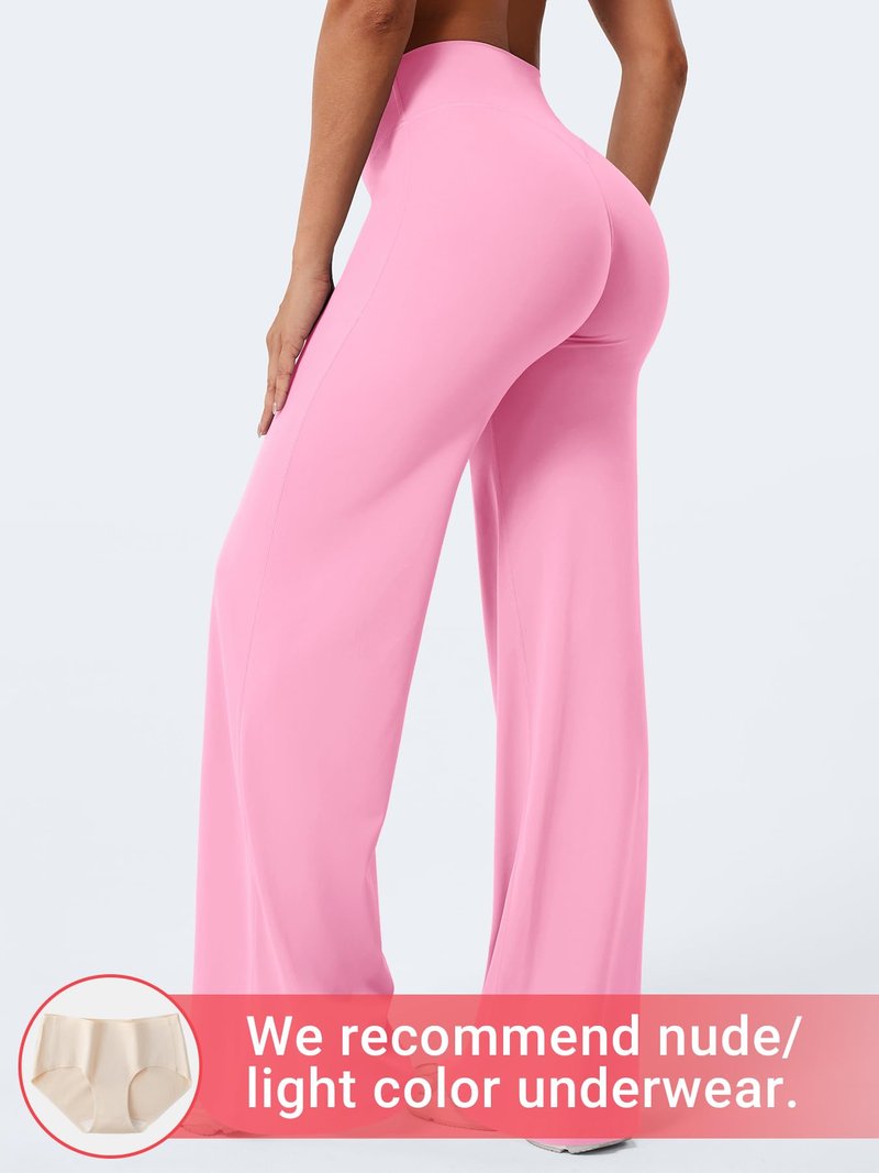 YEOREO Workout Leggings Womens No Front Seam Straight Leggings 33" High Waist Buttery Eddiy Gym Yoga Pants Bubblegum Pink L