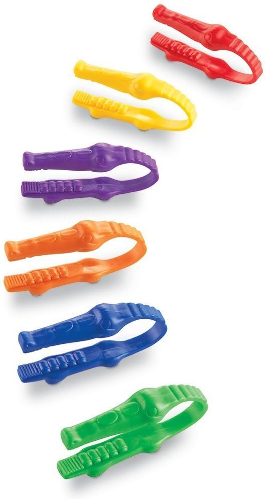 Learning Resources Gator Grabber Tweezers - 12 Pieces, Ages 2+ Fine Motor Tweezers for Kids, Toddler Learning Toys