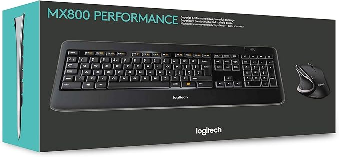 Logitech Wireless Performance Combo MX800, Backlit Keyboard, Wireless USB Mouse for PC