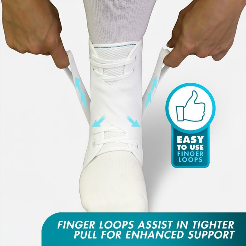 Med Spec ASO Speed Lacer (Medium, White) – Ankle Brace for Sprained Ankle and Peroneal Tendonitis, Orthopedic Ankle Support for Men, Women, Adults, Teens and Kids, Sports Injury Recovery, 223604