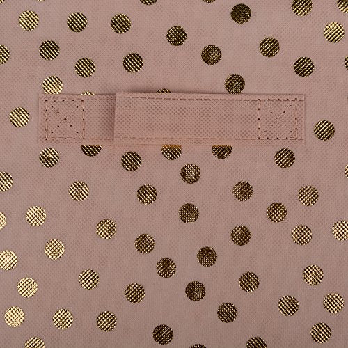 DII Non Woven Polyester Storage Bin, Polka Dot, Pink & Gold, Small Set of 2 - color: Pink & Gold, size: Small Set of 2, 11x11x11" Cube
