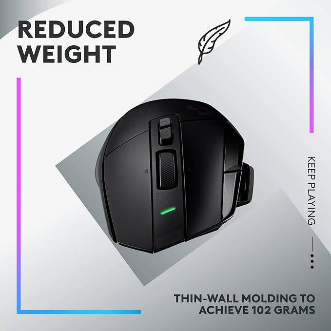 Logitech G502 X Lightspeed Wireless Gaming Mouse - LIGHTFORCE Hybrid Optical-Mechanical switches, Hero 25K Gaming Sensor, Compatible with PC - macOS/Windows - Black