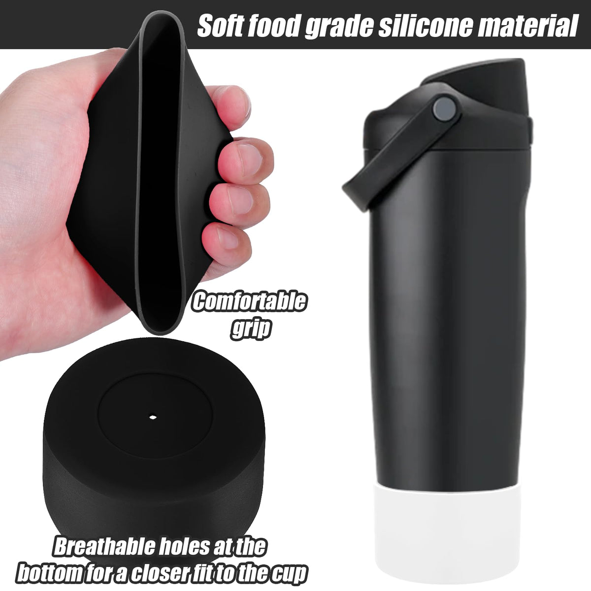 Mity rain 2PCS Protective Silicone Boots for Owala 30oz & 40oz FreeSip Sway Bottles & Tumblers - Accessories for owala, Enhances Stability & Prevents Scratches (Black & White)