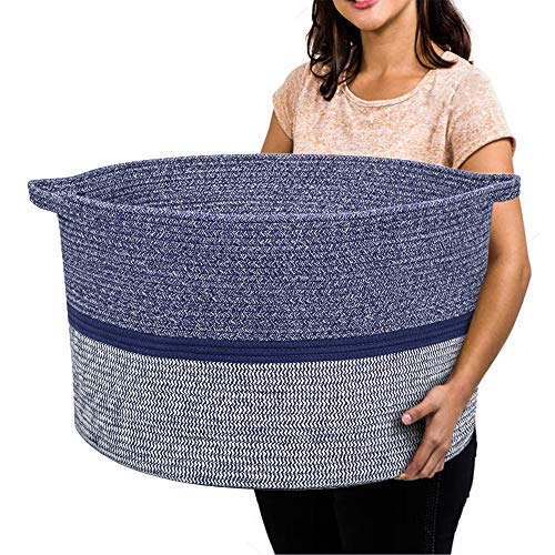 R RUNKA Extra Large Storage Basket - Soft Woven Organizer, 22" x 14" - color: Blue