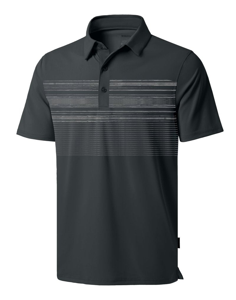 G Gradual Men's Golf Shirts Quick Dry Moisture Wicking Performance Short Sleeve Collared Polo Shirts for Casual Athletic Business (Deep Grey Stripes, XXL)