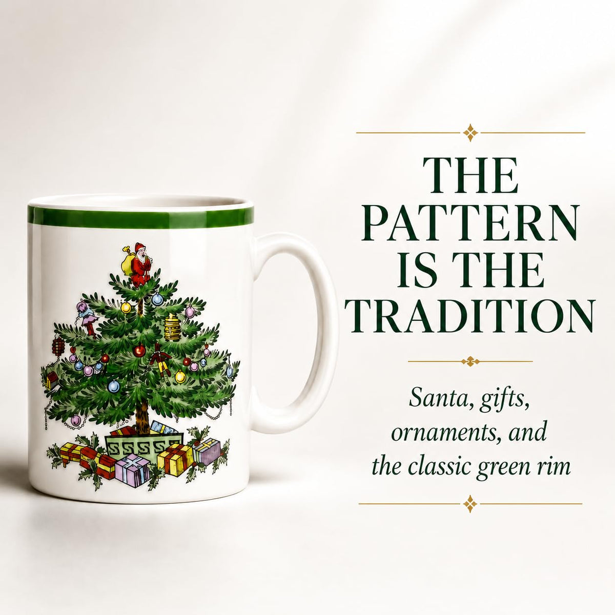 Spode Christmas Tree Mugs, 9 Oz, Set of 4 - Festive Holiday Drinkware