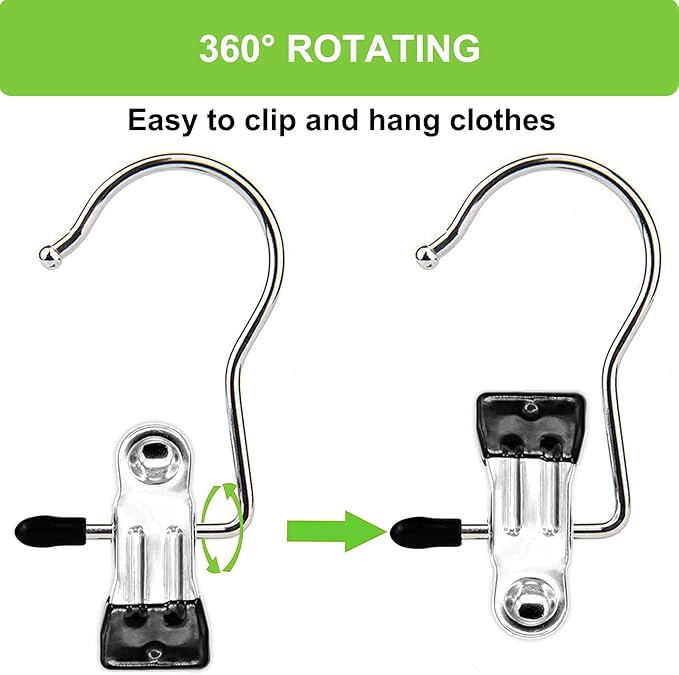 Boot Hangers Clips, 16 Pack Laundry Hooks Hanging Clips Clothes Pins Closet Hanger Organizer Clamps Socks Towel Clips Heavy Duty Clothespins Bulk Hanger Clips for Closet Travel Pants Socks Handbags