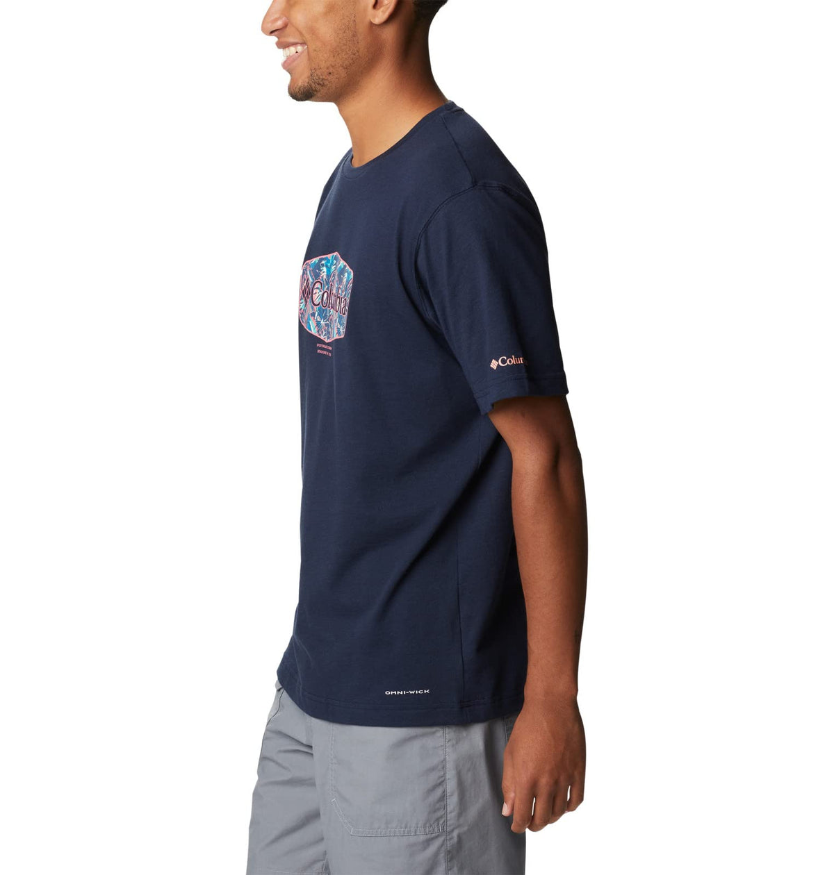 Columbia Men's Thistletown Hills Graphic Short Sleeve, Collegiate Navy HTHR/Wanderland Graphic, X-Large