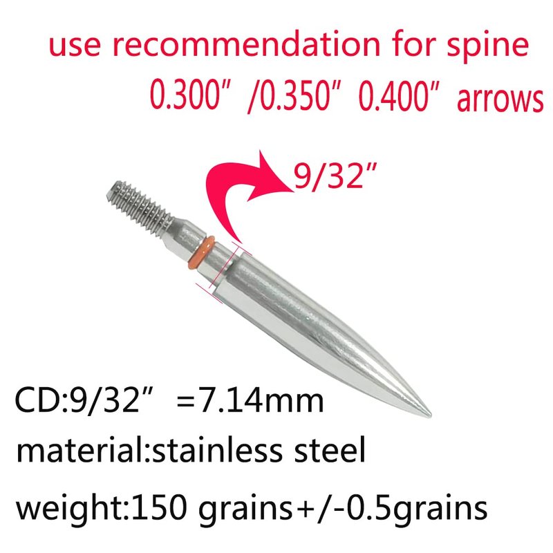 Field Points arrowheads 150 Grains Archery Field Points, 9/32" Stainless Steel Screw in Archery Field Tips and Broadheads (1 Dozen 12 PCS)