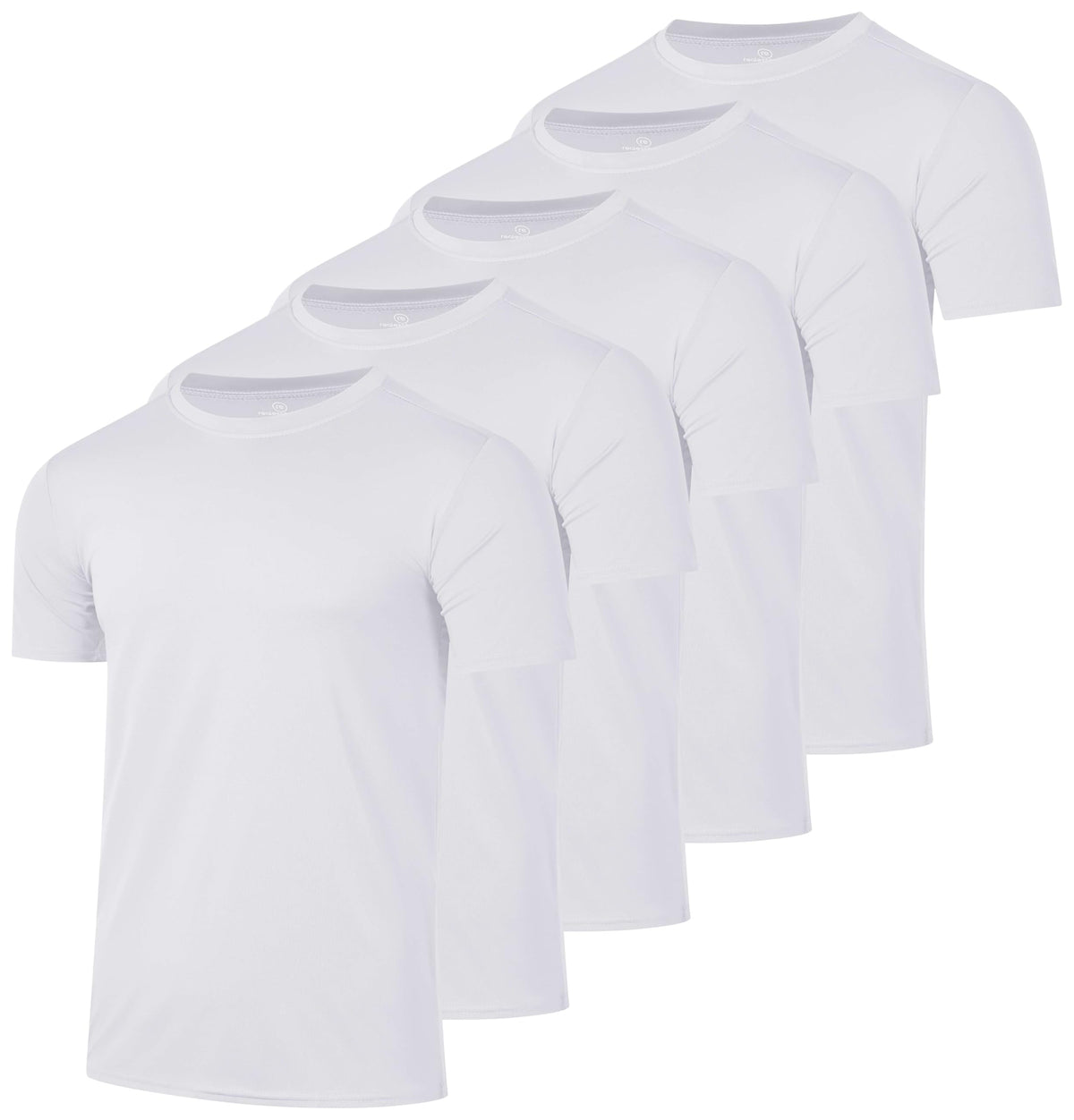 Real Essentials 5 Pack: Men's Dry-Fit Short Sleeve Crew Neck T Shirts Fitness Running Gym Workout Cool Exercise Athletic Tee, Set 9, Medium