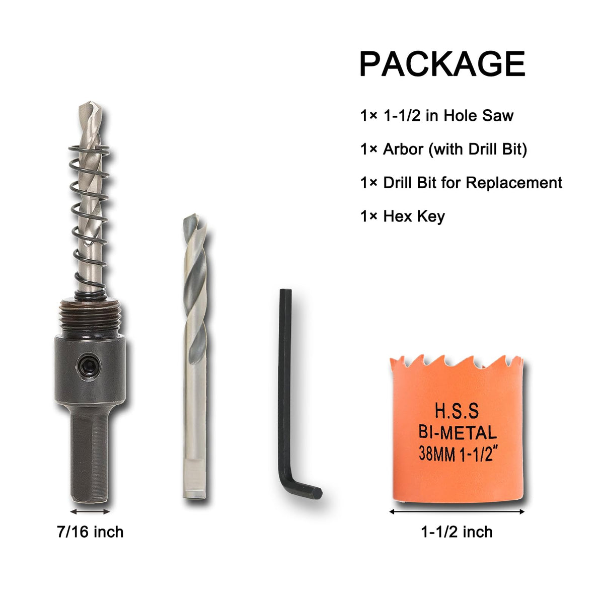 VIKITON 1-1/2 inch Hole Saw with Arbor for Metal Wood Plastic, 1.5 in Bimetal Hole Cutter for Different Project with Smooth and Flat Drilling Edge, Fast Chip Removal