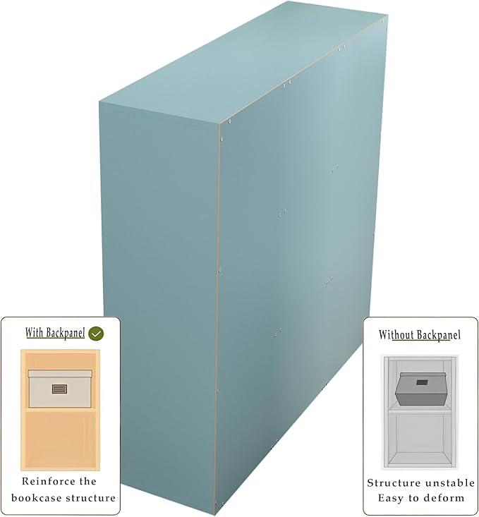 9-Cube Storage Shelf Bookcase - Wooden 3-Tier Floor Standing Open Bookshelf for Home and Office, Display Cabinet, Light Blue