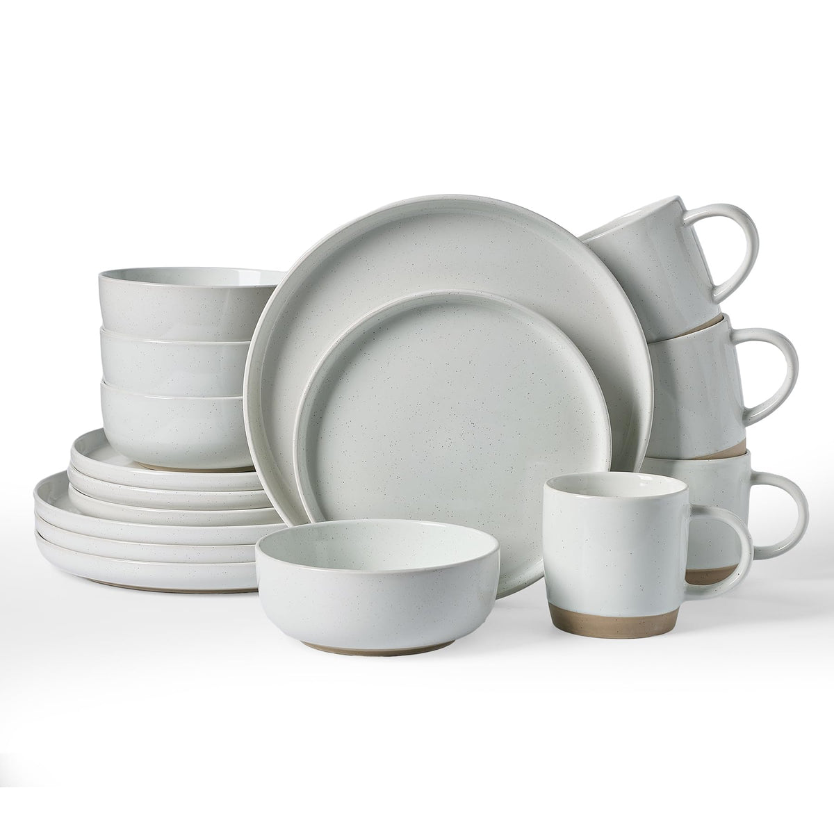 Famiware Milkyway 16-Piece Dinnerware Set with Mugs, Dark Gray
