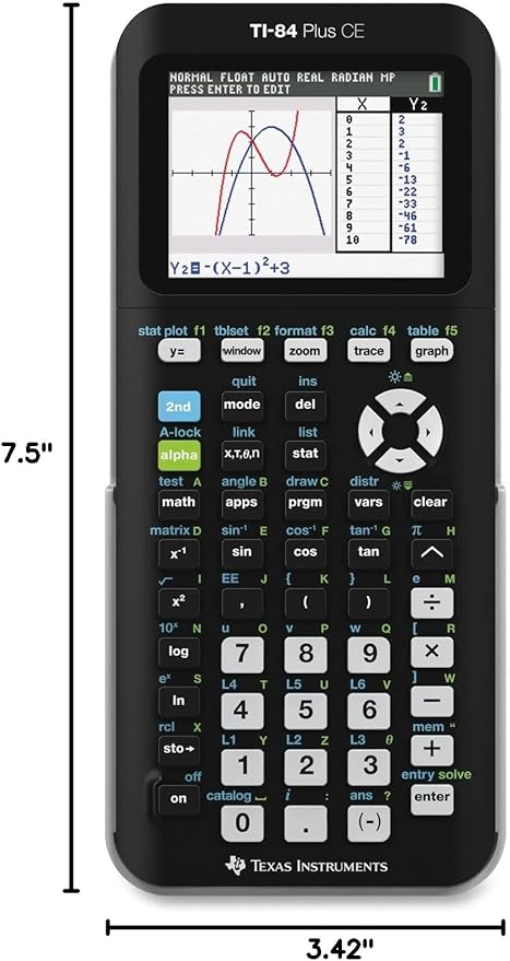 Texas Instruments TI-84 Plus CE Color Graphing Calculator, Black