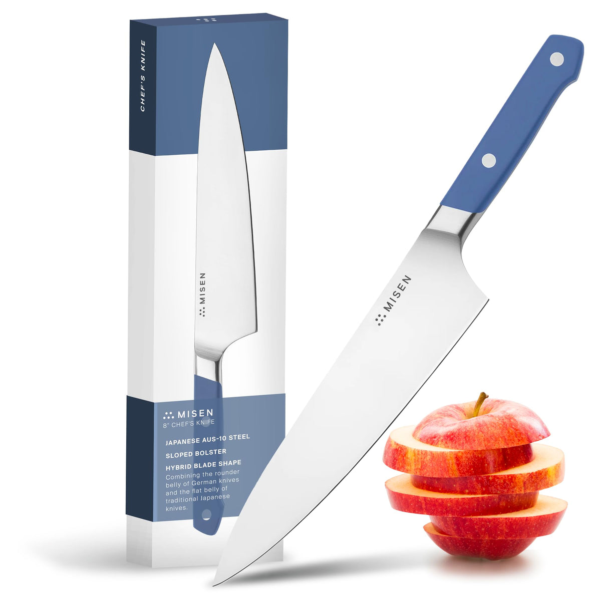 Misen 8 Inch Chef Knife, AUS-10 Japanese Stainless Steel - White