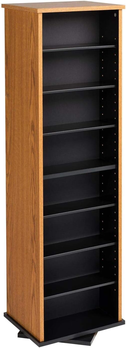 Prepac 2 Revolving Display Cabinet Media Storage, Two-Sided Spinning Tower, Black