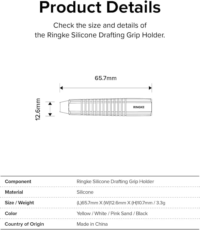 Ringke Silicone Drafting Grip Holder Compatible with Apple Pencil 2nd Generation, Apple Pencil USB-C and Apple Pencil Pro Case, Perfect Grip Silicone Protective Cover Sleeve Accessories - White